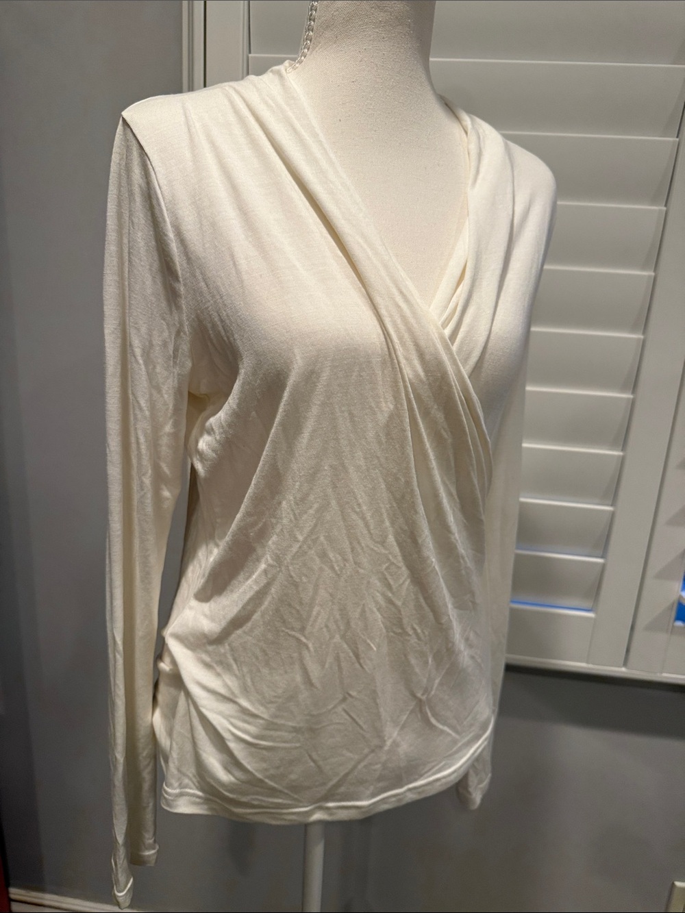 Banana Republic Ivory Wrap-Front Long Sleeve Top